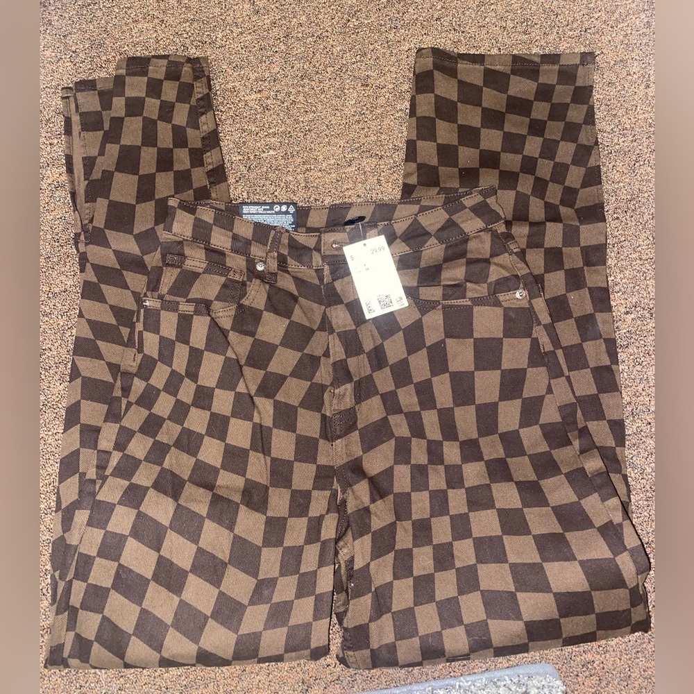 NWT H&M 90’s distressed checkered jeans